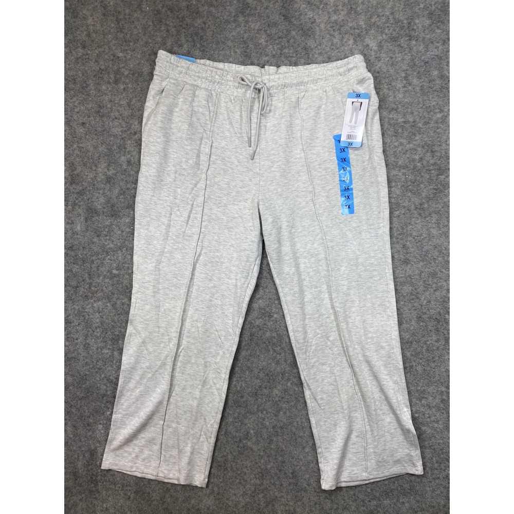 Danskin‎ Womens 3X Oatmeal Heather Scuba Straight Leg Cropped Pants Athleisure